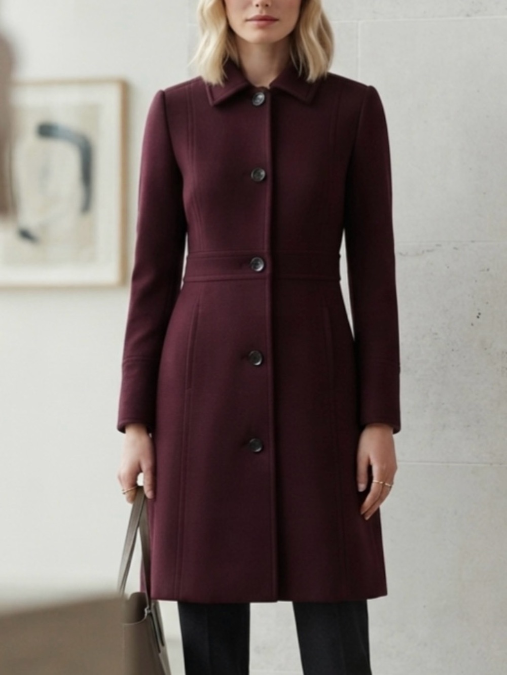 J.Crew Women’s Size 2 Deep Plum Wool Lady Day Pea Coat - Picture 2 of 11